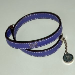 Lancel purple leather wrap around bracelet